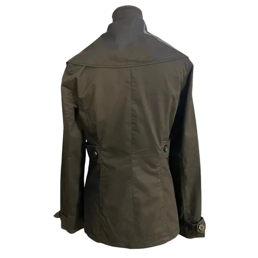 Tom Tailor Denim Cotton Trench Jacket Women’s Small Black Wide Collar Lined